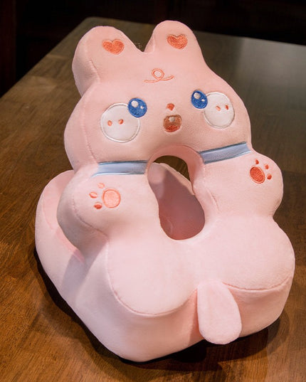 Perna din Spuma, pentru Birou, Calatorii, Model Iepure, Lavabila, Umplutura de Bumbac, Spatiu Cap in Forma de 8