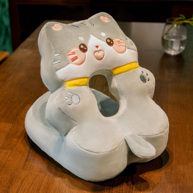 Perna din Spuma, pentru Birou, Calatorii, Model Pisica, Lavabila, Umplutura de Bumbac, Spatiu Cap in Forma de 8