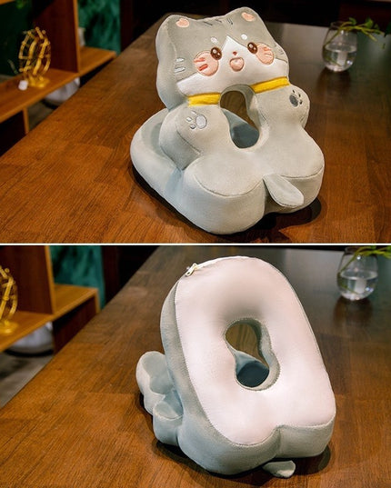 Perna din Spuma, pentru Birou, Calatorii, Model Pisica, Lavabila, Umplutura de Bumbac, Spatiu Cap in Forma de 8