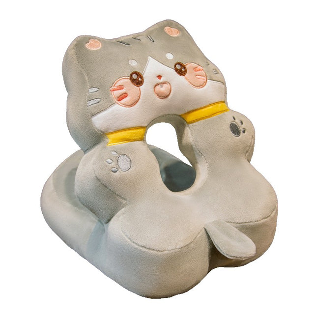 Perna din Spuma, pentru Birou, Calatorii, Model Pisica, Lavabila, Umplutura de Bumbac, Spatiu Cap in Forma de 8