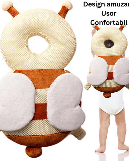 Perna tip Rucsac pentru Protectia Capului, Tetiera tip Albina, pentru Bebelusi, Design tip Plasa,180 g