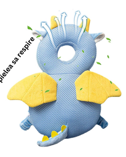 Perna tip Rucsac pentru Protectia Capului, Tetiera tip Dragon, pentru Bebelusi, Design tip Plasa,180 g