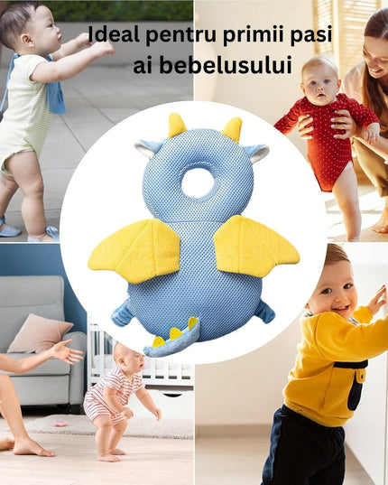 Perna tip Rucsac pentru Protectia Capului, Tetiera tip Dragon, pentru Bebelusi, Design tip Plasa,180 g