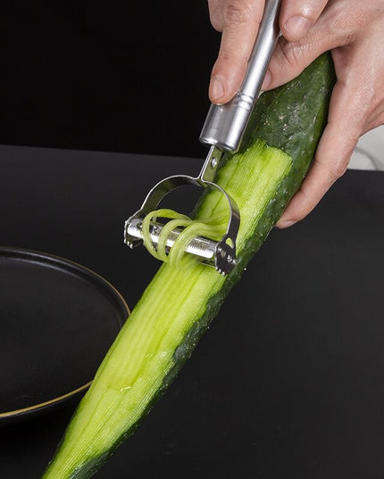 Accesorii de Curatat Decojit Fructe Legume, 3 Piese, Feliator Cutit Decojitor, Legume si Fructe, din Otel Inoxidabil, cu Maner