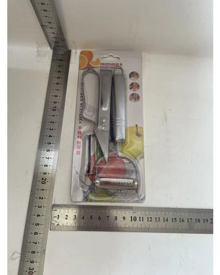 Accesorii de Curatat Decojit Fructe Legume, 3 Piese, Feliator Cutit Decojitor, Legume si Fructe, din Otel Inoxidabil, cu Maner