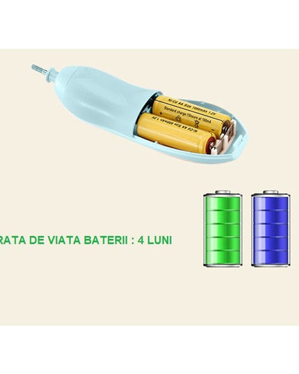 Pila Electrica Unghii pentru Bebelusi, 6 Piese, 15 x 4.5 x 3 cm, Silentios, 0-3 Ani, 4 Trepte de Viteza