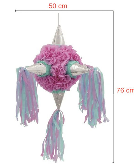 Pinata Rotunda pentru Petrecere, Detalii Argintii, din Hartie si Carton, Pinata pentru Copii