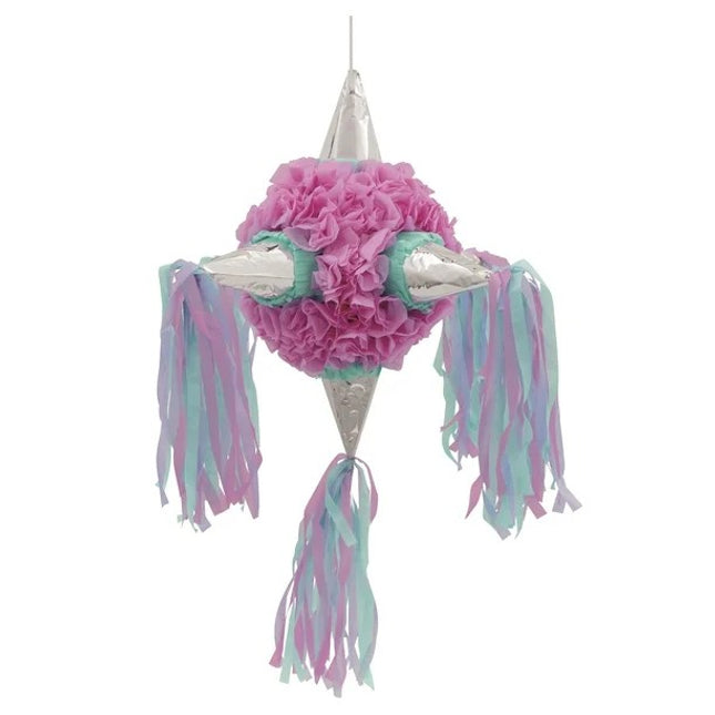 Pinata Rotunda pentru Petrecere, Detalii Argintii, din Hartie si Carton, Pinata pentru Copii