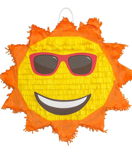 Pinata Soare cu Ochelari Sun pentru Petrecere, din Hartie Creponata si Carton, Pinata pentru Petreceri