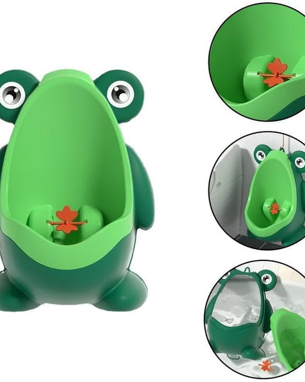 Pisoar pentru Baieti, 0-8 Ani, in Forma de Broasca, Perie Inclusa, Montare pe Perete, Carlig Autoadeziv Inclus
