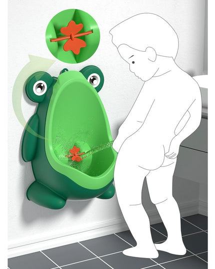 Pisoar pentru Baieti, 0-8 Ani, in Forma de Broasca, Perie Inclusa, Montare pe Perete, Carlig Autoadeziv Inclus