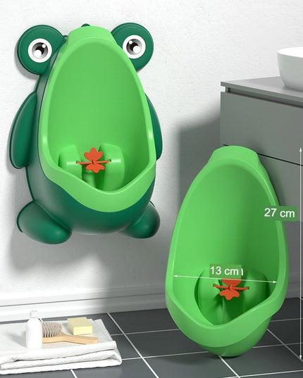 Pisoar pentru Baieti, 0-8 Ani, in Forma de Broasca, Perie Inclusa, Montare pe Perete, Carlig Autoadeziv Inclus