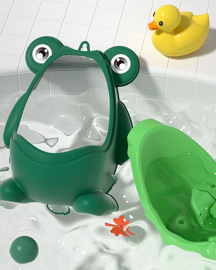 Pisoar pentru Baieti, 0-8 Ani, in Forma de Broasca, Perie Inclusa, Montare pe Perete, Carlig Autoadeziv Inclus