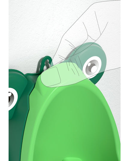 Pisoar pentru Baieti, 0-8 Ani, in Forma de Broasca, Perie Inclusa, Montare pe Perete, Carlig Autoadeziv Inclus