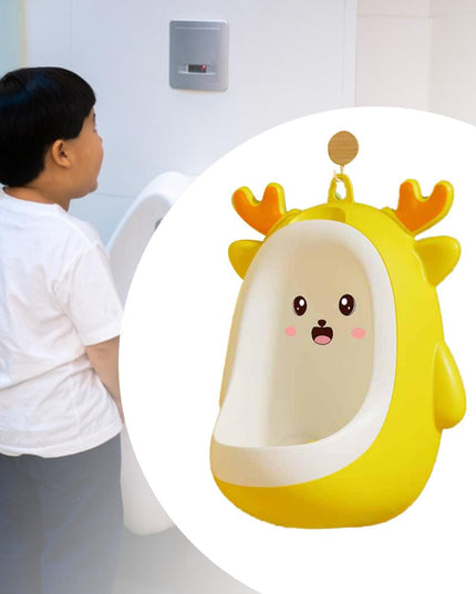 Pisoar pentru Baieti, 0-8 Ani, in Forma de Cerb, Perie Inclusa, Montare pe Perete, Carlig Autoadeziv Inclus