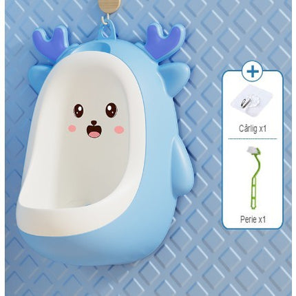 Pisoar pentru Baieti, 0-8 Ani, in Forma de Cerb, Perie Inclusa, Montare pe Perete, Carlig Autoadeziv Inclus