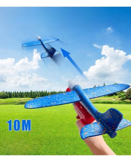 Pistol cu Lansator de Avion, din Polistiren+Plastic, +3 Ani, Avion 38 cm, Lansare 10 m, /