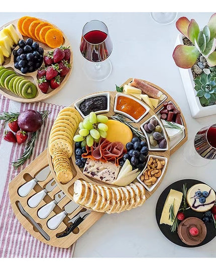 Platou Festiv, din Lemn, pentru Branzeturi si Aperitive, 18 Piese