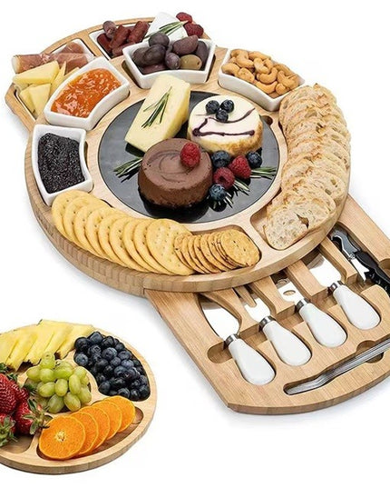 Platou Festiv, din Lemn, pentru Branzeturi si Aperitive, 18 Piese