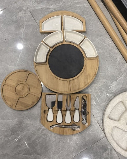 Platou Festiv, din Lemn, pentru Branzeturi si Aperitive, 18 Piese