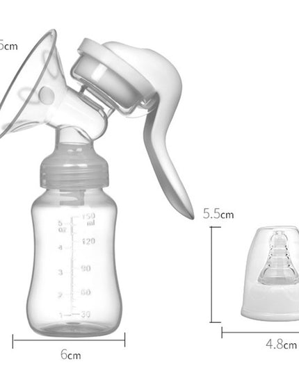 Pompa de San Manuala Multifunctionala, Portabila, cu Tetina pentru Biberon, Anti-Scurgere, Anti-Reflux, 18.5x6 cm, 150 mL, Silicon, Recipient