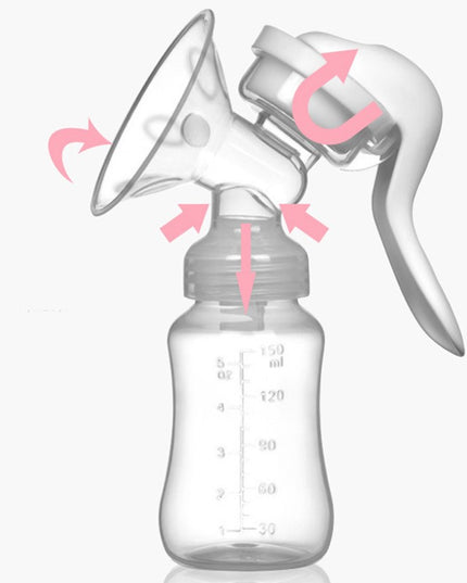 Pompa de San Manuala Multifunctionala, Portabila, cu Tetina pentru Biberon, Anti-Scurgere, Anti-Reflux, 18.5x6 cm, 150 mL, Silicon, Recipient
