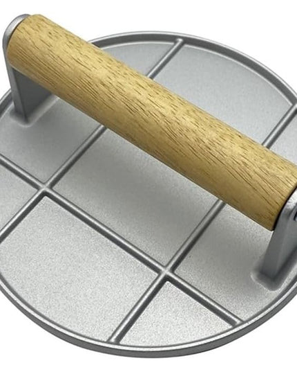 Presa Manuala pentru Carne, din Aliaj de Aluminiu, Maner din Lemn, Presa pentru Burgeri, Usor de Curatat si Folosit, Rotunda