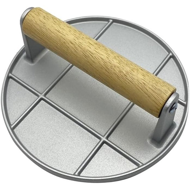 Presa Manuala pentru Carne, din Aliaj de Aluminiu, Maner din Lemn, Presa pentru Burgeri, Usor de Curatat si Folosit, Rotunda