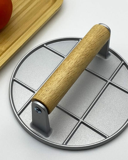 Presa Manuala pentru Carne, din Aliaj de Aluminiu, Maner din Lemn, Presa pentru Burgeri, Usor de Curatat si Folosit, Rotunda