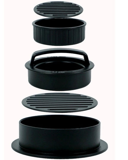 Presa dubla pentru hamburgeri 1, forma si presa, cu maner, usor de curatat si folosit,fara lipire, neagra