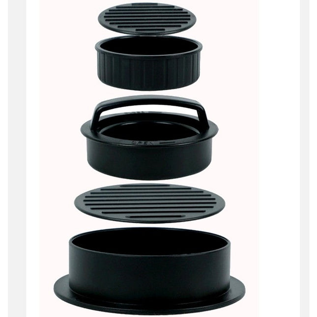 Presa dubla pentru hamburgeri 1, forma si presa, cu maner, usor de curatat si folosit,fara lipire, neagra