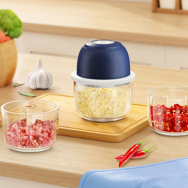 Tocator Electric pentru Bucatarie, Model Presa Electrica pentru Legume Fructe Carne Umpluturi Sosuri, Otel Inoxidabil,350 ml