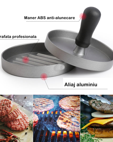 Presa manuala pentru burgeri material ABS si aluminiu, forma si presa, usor de curatat si folosit