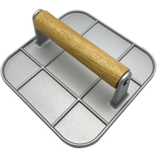 Presa Manuala pentru Carne, din Aliaj de Aluminiu, Maner din Lemn, Presa pentru Burgeri, Usor de Curatat si Folosit, Patrata