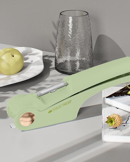 Presa Multifunctionala pentru Usturoi 4in1, Presa, Feliator, Desfacator de Borcane, Curatator Fructe/Legume