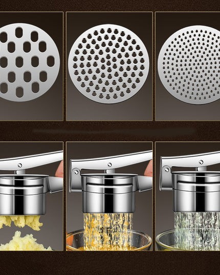 Presa Storcator pentru Fructe si Legume, Zdrobitor Manual, Inox, 3 Discuri Interschimbabile, Usor de Stors si de Curatat, Ergonomic