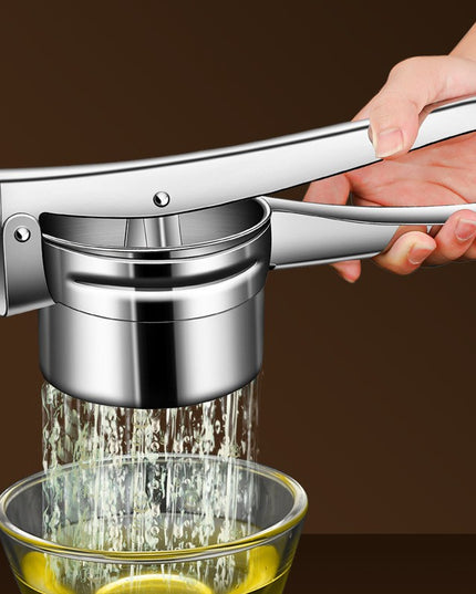 Presa Storcator pentru Fructe si Legume, Zdrobitor Manual, Inox, 3 Discuri Interschimbabile, Usor de Stors si de Curatat, Ergonomic