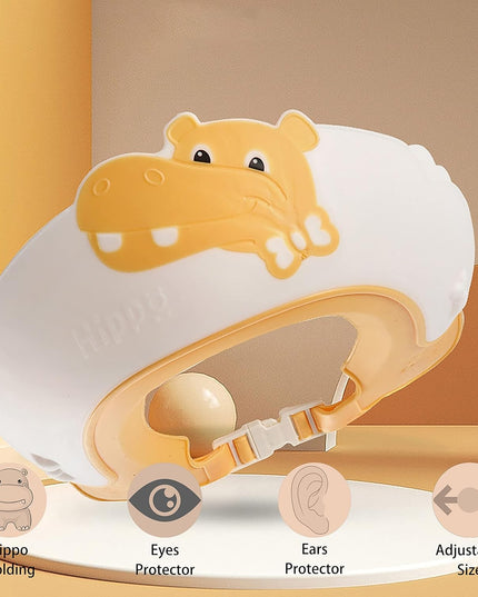 Viziera de Protectie Baie Pentru Copii, Model Hipopotam, Dimensiune ajustabila, Durabil, Usor de curatat, Impotriva Samponului, pentru Ochi si Urechi, TPE+PP