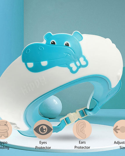 Viziera de Protectie Baie Pentru Copii, Model Hipopotam, Dimensiune ajustabila, Durabil, Usor de curatat, Impotriva Samponului, pentru Ochi si Urechi, TPE+PP