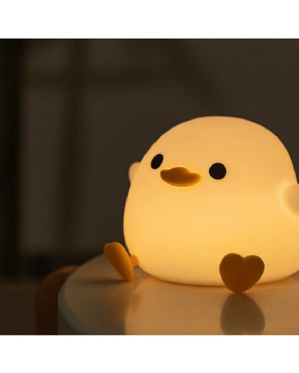 Lampa de Veghe pentru Copii, din Silicon, Senzor Tactil, Model Ratusca, Lumina Calda, Timer Automat, Protectie pentru Ochi, Incarcare USB Putere 0.5W, Capacitate Baterie Incorporata 800mAh