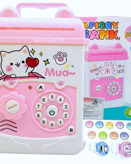 Pusculita pentru Fetite, Pusculita pentru Economii PIGGY BOX, Pusculita Simpla cu Key Access, 17 x 11.5 x 10 cm, 400 gr