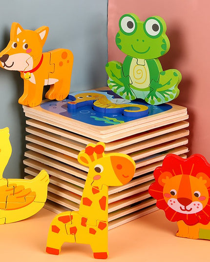 Puzzle Montessori din Lemn pentru Copii, 3D, 0-3 Ani, Model Ratusca, Educativ, Intuitiv, Creativ, 5 Piese, 15x15x0.5 cm