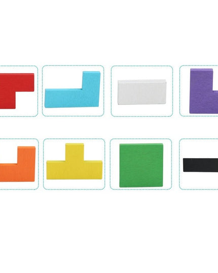 Puzzle Montessori, din Lemn, Tip Tetris, +36 Luni, Forme Neregulate, 40 Piese, 26.5 x 17.7 cm