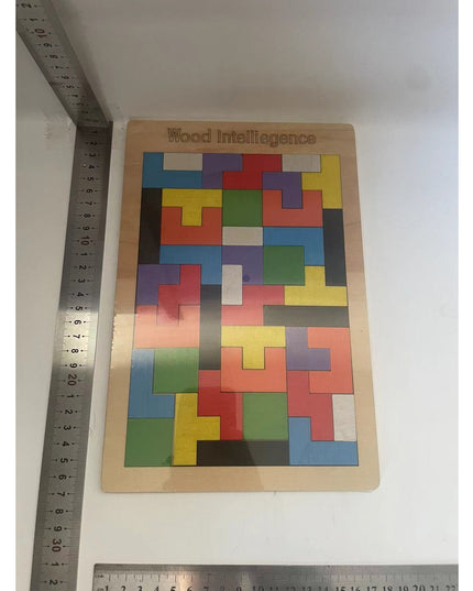 Puzzle Montessori, din Lemn, Tip Tetris, +36 Luni, Forme Neregulate, 40 Piese, 26.5 x 17.7 cm