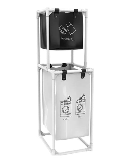 Cos de Rufe, cu 2 Etaje, 2 Cosuri, Cadru de Otel Inoxidabil, 97x44x31 cm