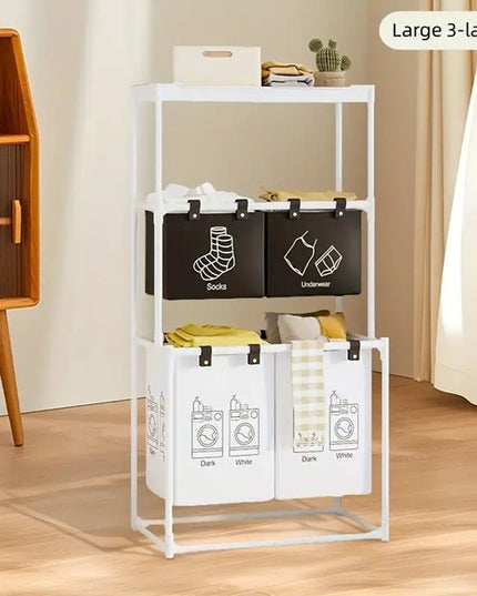 Cos de Rufe, 3 Rafturi, 4 Cosuri, Cadru de Otel Inoxidabil, 123x28x57 cm, 123x44x57 cm