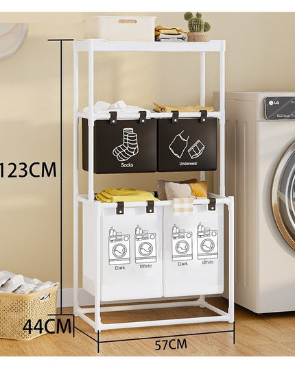 Cos de Rufe, 3 Rafturi, 4 Cosuri, Cadru de Otel Inoxidabil, 123x28x57 cm, 123x44x57 cm