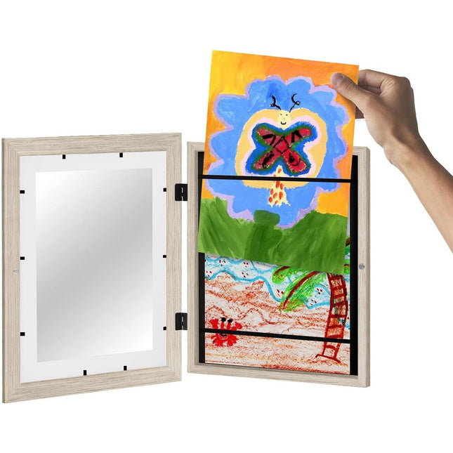 Rama Foto din Lemn, cu Spatiu Pentru Depozitare, Pentru Desene si Picturi A4, Sticla Securizata, Rama MDF