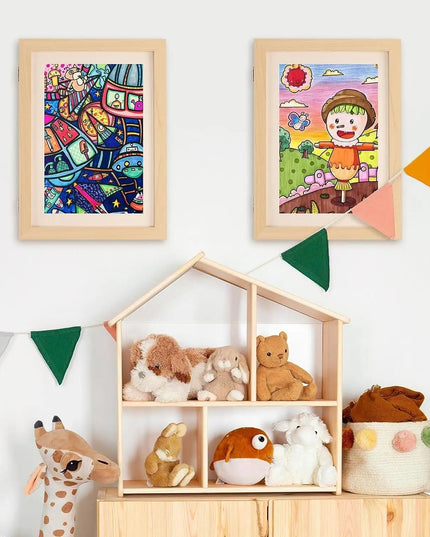 Rama Foto din Lemn, cu Spatiu Pentru Depozitare, Pentru Desene si Picturi A4, Sticla Securizata, Rama MDF