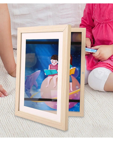 Rama Foto din Lemn, cu Spatiu Pentru Depozitare, Pentru Desene si Picturi A4, Sticla Securizata, Rama MDF